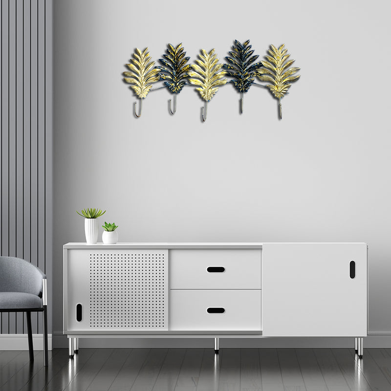 Leaf in black and golden color Large Metal Wall Art