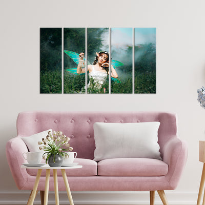 Fairy Canvas Wall Painting - With 5 Panel