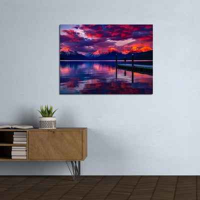 Lake Mcdonald Glacier View Wall Painting On Canvas