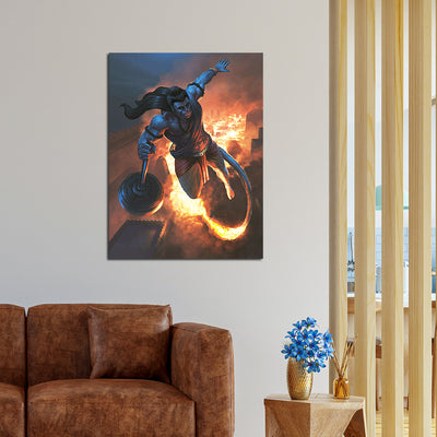 Lord Hanuman With Fire Canvas Wall Painting