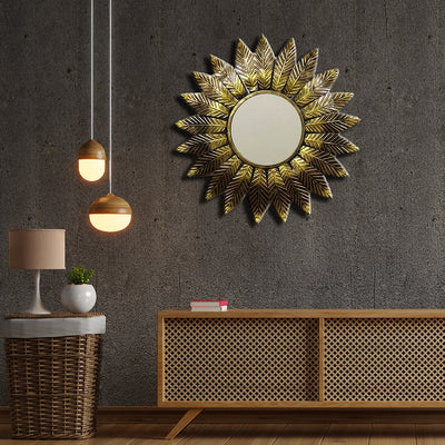 Golden Leaf Design Large Metal Wall Art