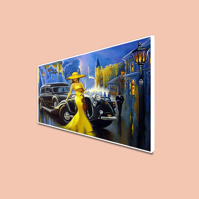 Modern Art Design Girl Floating Frame Wall Painting