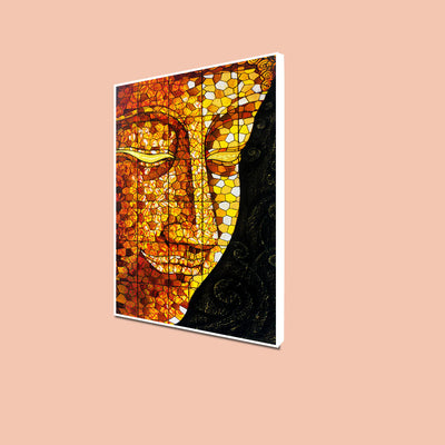 Golden Buddha Face Floating Canvas Wall Painting