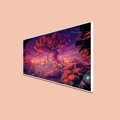 Midnight Tree With Light Scenery Floating Frame Wall Painting