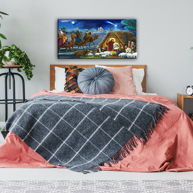 Holy Family With Three Kings Jesus Canvas Wall Painting