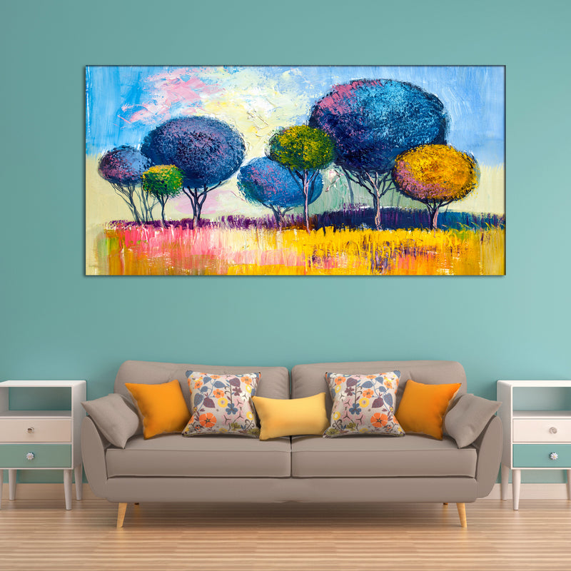 High On Happiness Colorful Artistic Tree Canvas Wall Painting