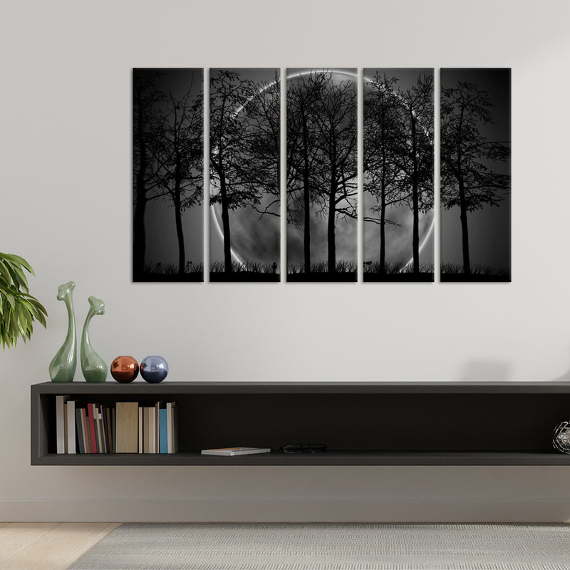 Black Forest  Canvas Wall Painting - With 5 Panel