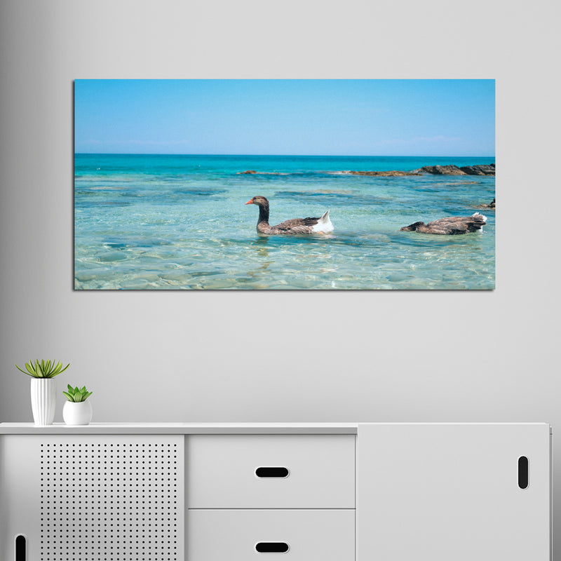 Duck In Water Canvas Wall Painting