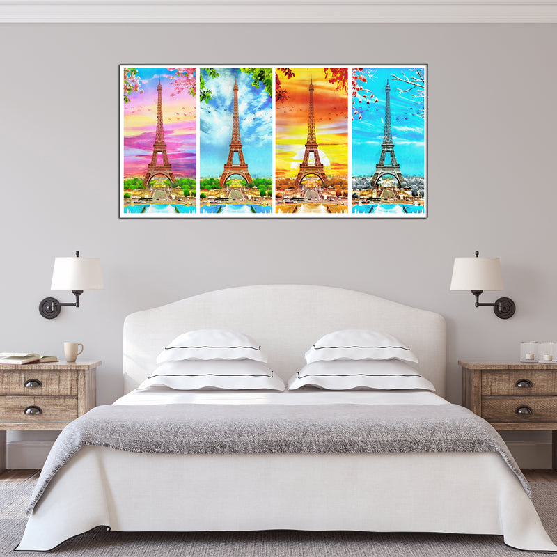 Multicolor Eiffel Tower Canvas Wall Painting