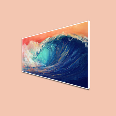 Colourful Sea Waves Canvas Floating Frame Wall Painting