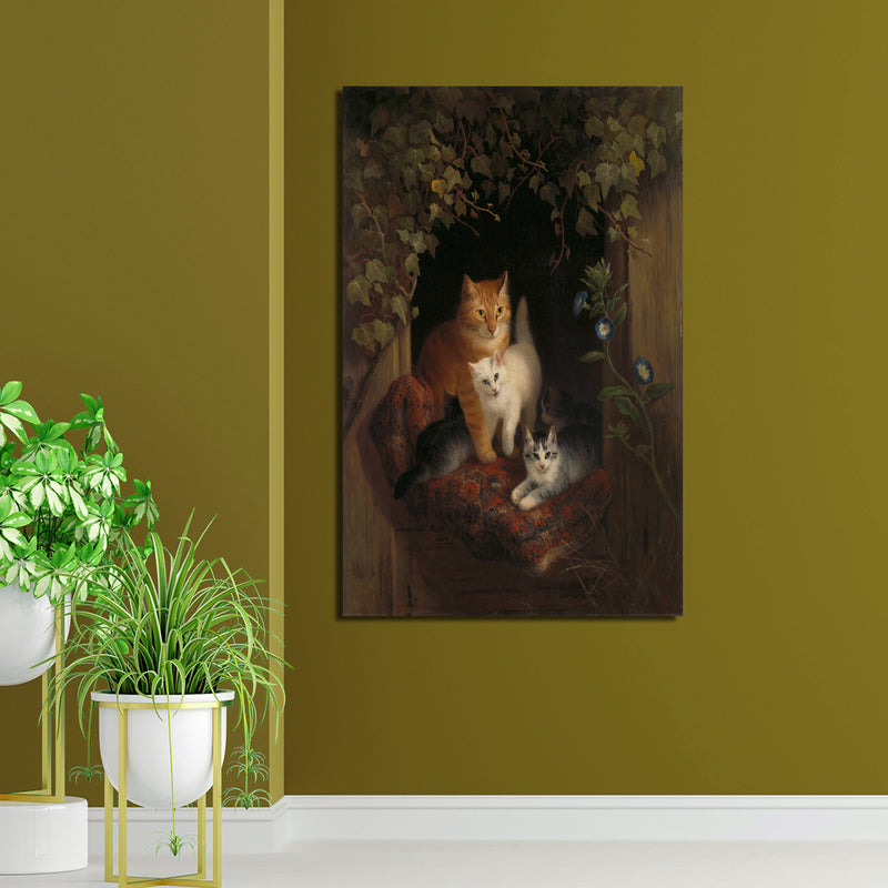 Cute Cat Family Canvas Wall Painting