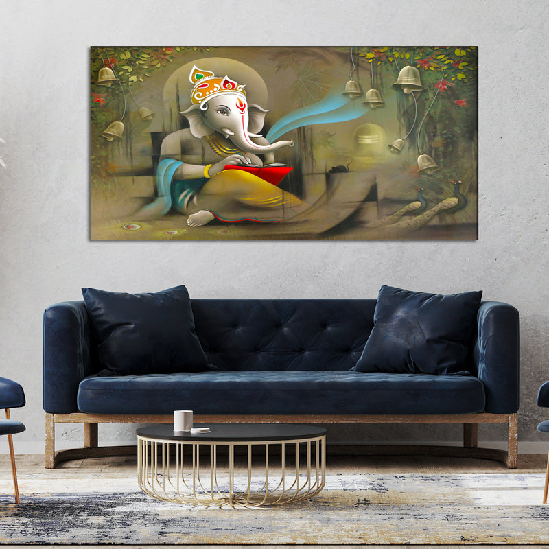 Lord Ganesha Beautiful View Canvas Wall Painting