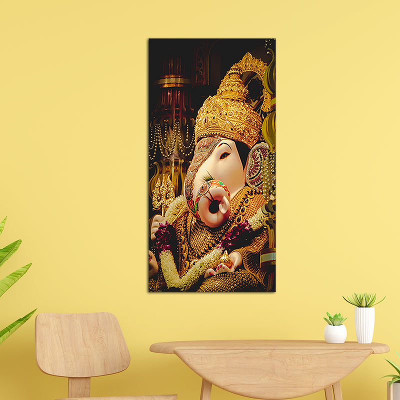 Decorated Lord Ganesha Canvas Wall Painting