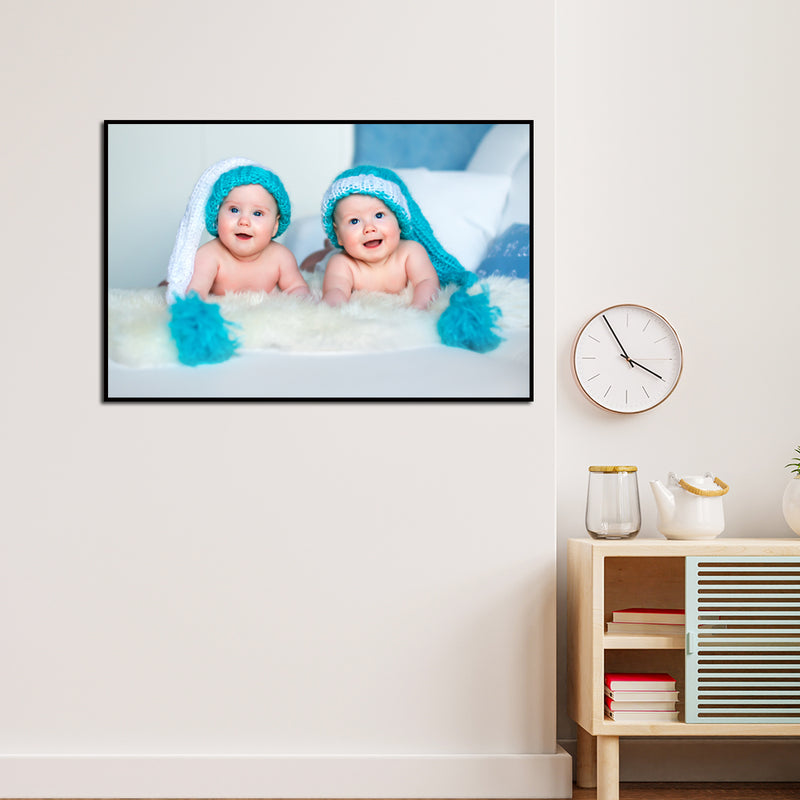 Cute Baby Twins Canvas Floating Frame Wall Painting
