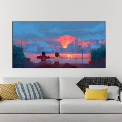 Couple Illustration Canvas Wall Painting