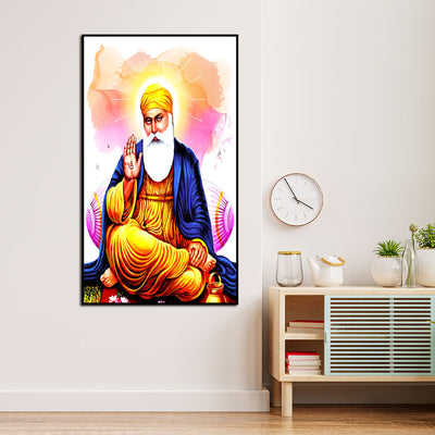 Abstract of Guru Nanak Dev Canvas Floating Frame Wall Painting
