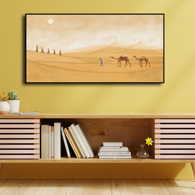 Camel In Desert Canvas Wall Painting