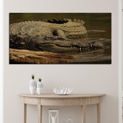 Crocodile In Water Canvas Wall Painting