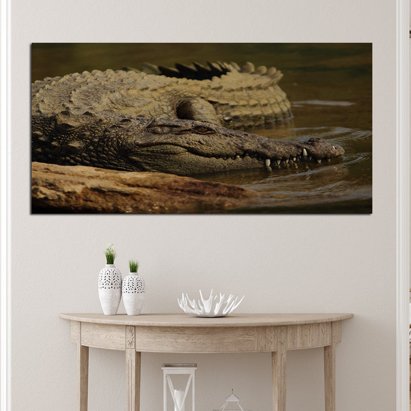 Crocodile In Water Canvas Wall Painting