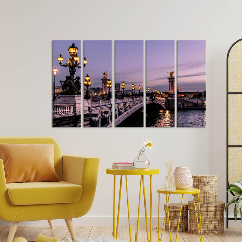 Bridge Canvas Wall Painting - With 5 Panel