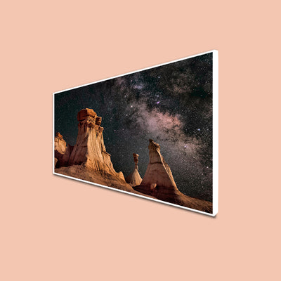 Stone Hill & Starry Night Sky Floating Framed Canvas Wall Painting