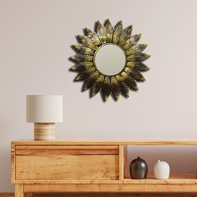 Golden Leaf Design Large Metal Wall Art