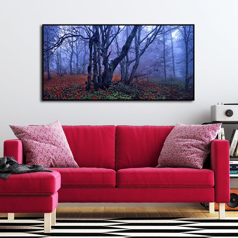Blue Forest Scenery Floating Frame Canvas Wall Painting