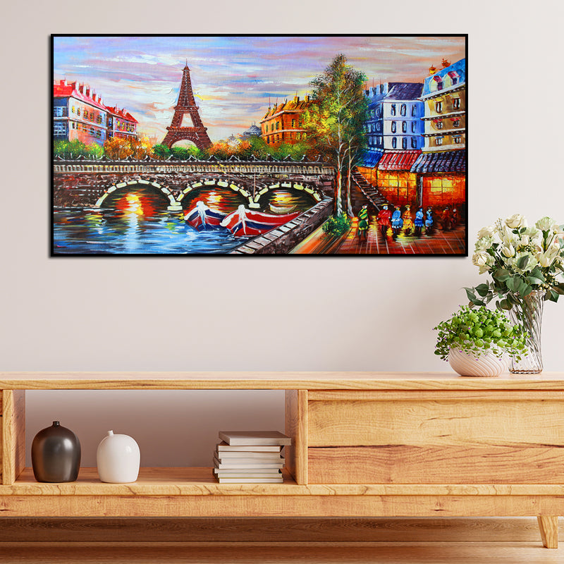Eiffel Tower Sea View Floating Frame Canvas Wall Painting