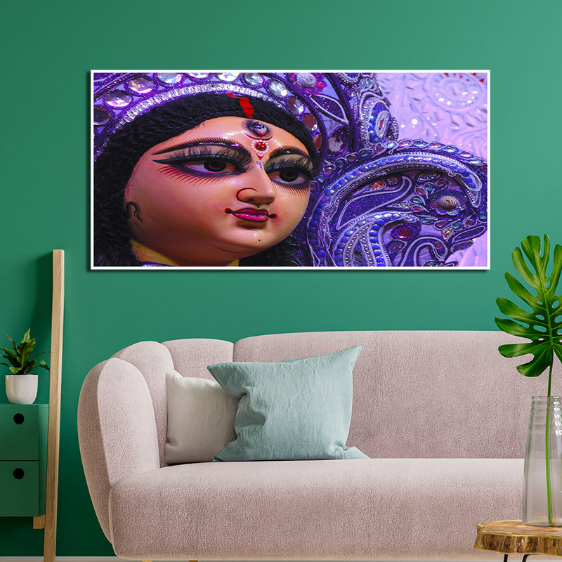 Goddess Durga Canvas Floating Frame Wall Painting