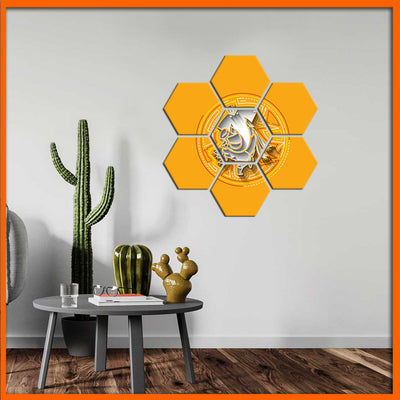 Little Ganesha Hexagonal Canvas Wall Painting
