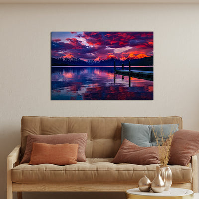 Lake Mcdonald Glacier View Wall Painting On Canvas