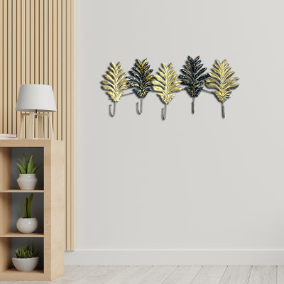 Leaf in black and golden color Large Metal Wall Art