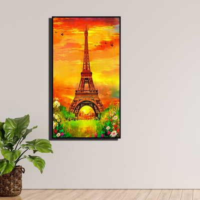 Eiffel tower In Sunset Floating Canvas Wall Painting