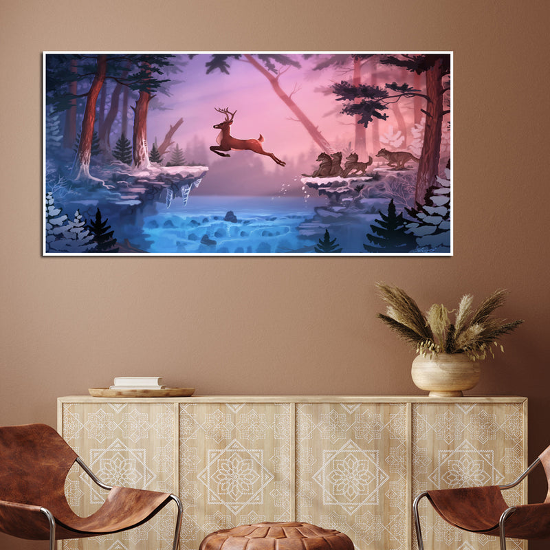 Abstract Deer Canvas Floating Frame Wall Painting