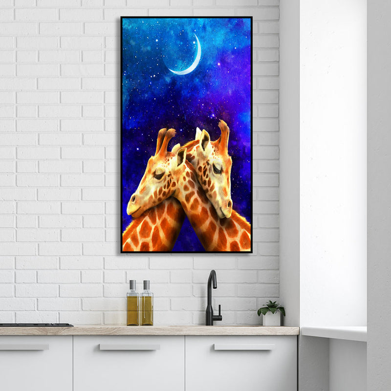 Couple Of Giraffe Floating Canvas Wall Painting