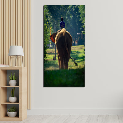 Child Riding Elephant Canvas Wall Painting