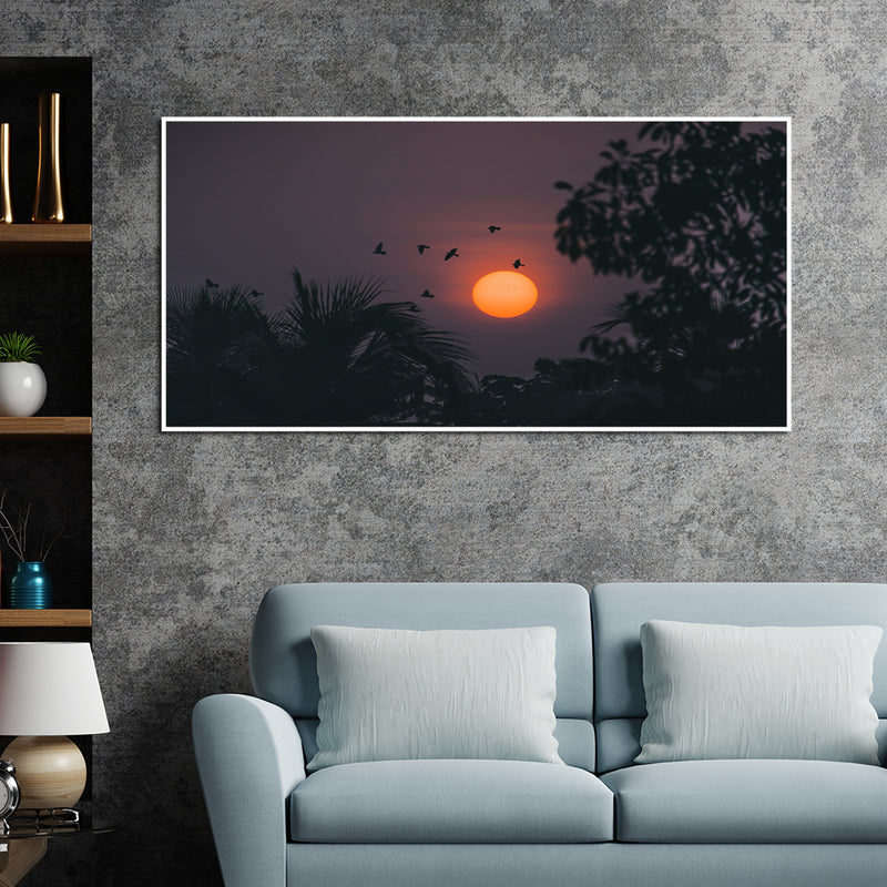 Clouds During Sunset View Canvas Floating Frame Wall Painting