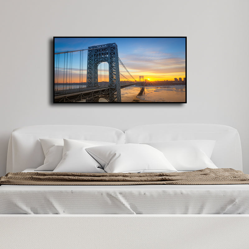 Golden Gate Bridge During Sunset Floating Canvas Wall Painting
