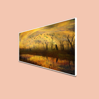 Abstract Village View Canvas Floating Frame Wall Painting