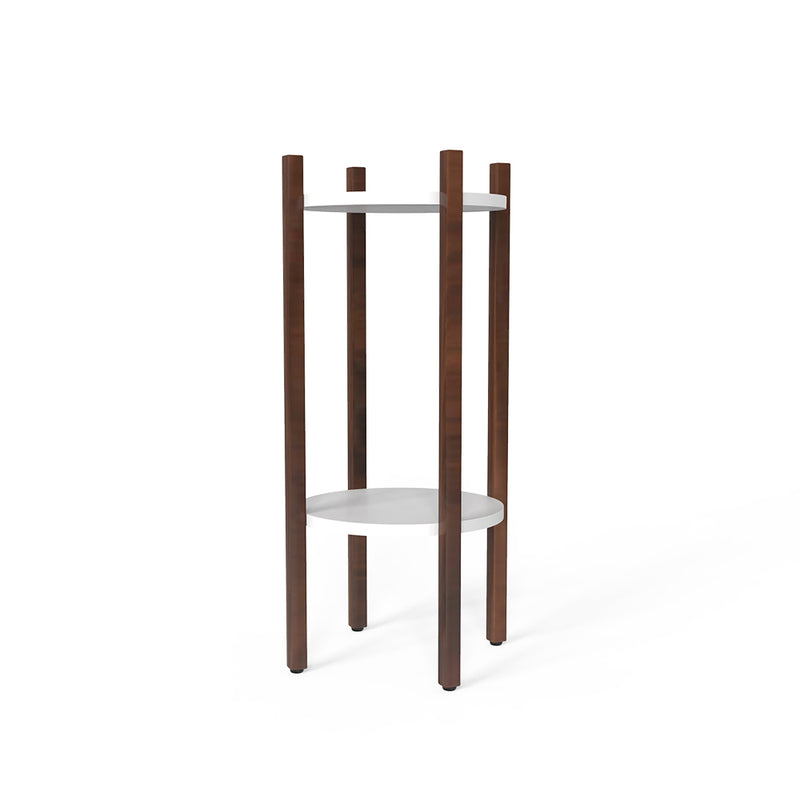 Dark Wooden Finish Round Decker Planter Stand