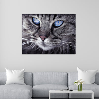 Cat With Blue Eyes Wall Painting On Canvas