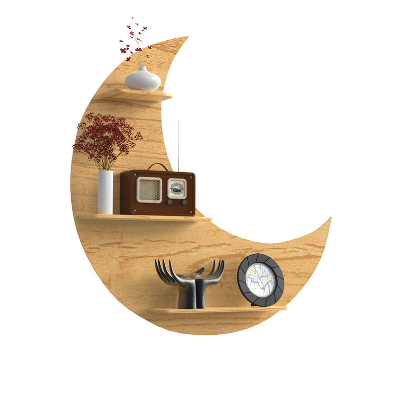 Half Moon Shape Wood Wall Shelf / Book Shelf /  Oak Wood