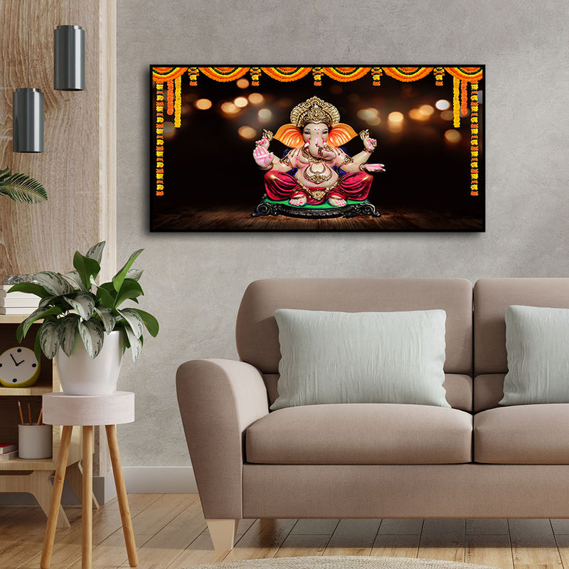 Ganpati Bappa Floating Frame Canvas Wall Painting