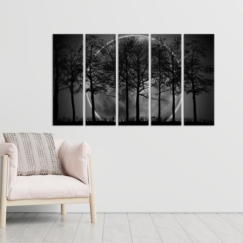 Black Forest  Canvas Wall Painting - With 5 Panel