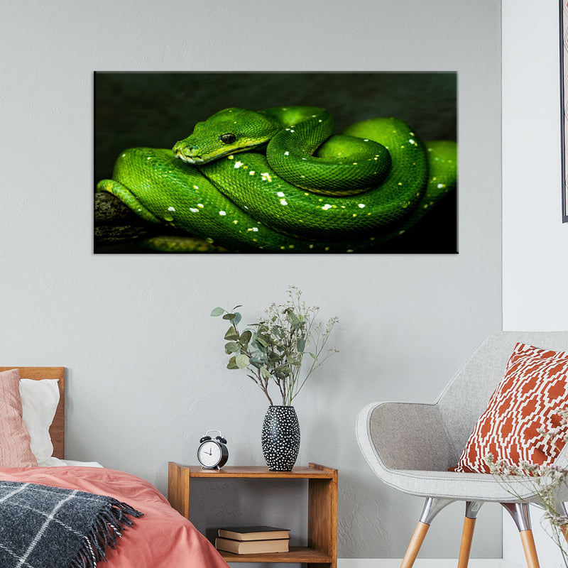 Green Cobra Snake Canvas Wall Painting