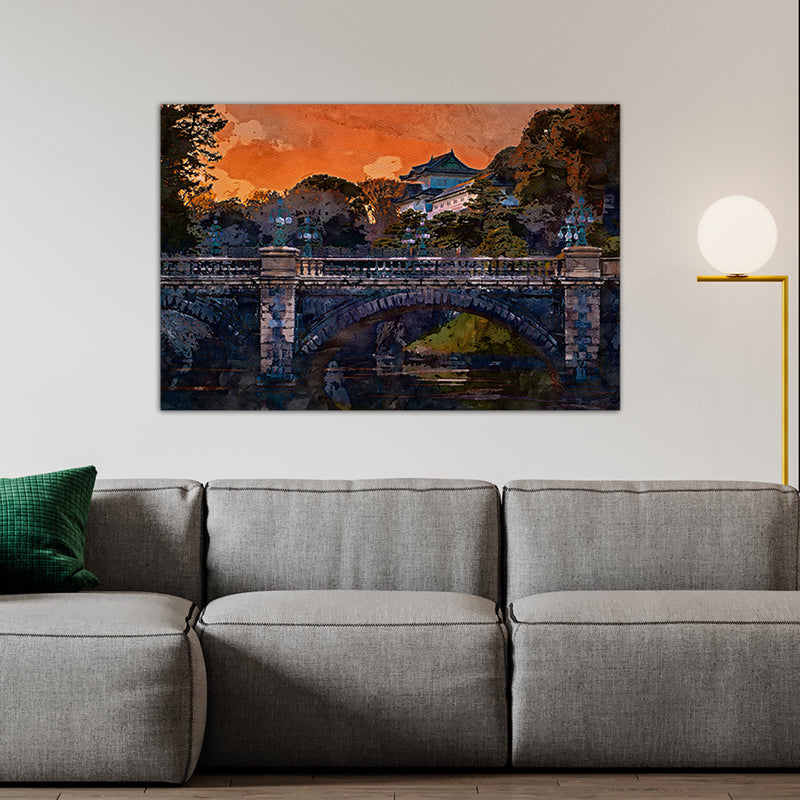 Blur Effect Of Tree & Bridge Canvas Wall Painting