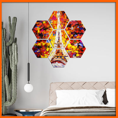 Eiffel Tower Abstract Art Hexagonal Canvas Wall Painting