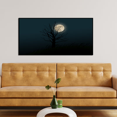Full Moon Night Canvas Floating Frame Wall Painting