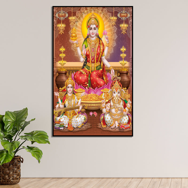 Maa Lakshmi Floating Frame Canvas Wall Painting