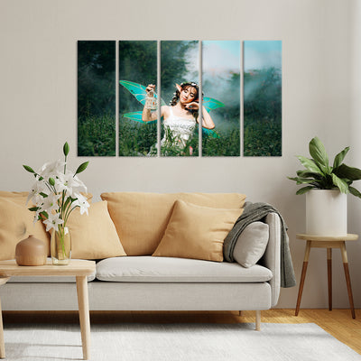 Fairy Canvas Wall Painting - With 5 Panel